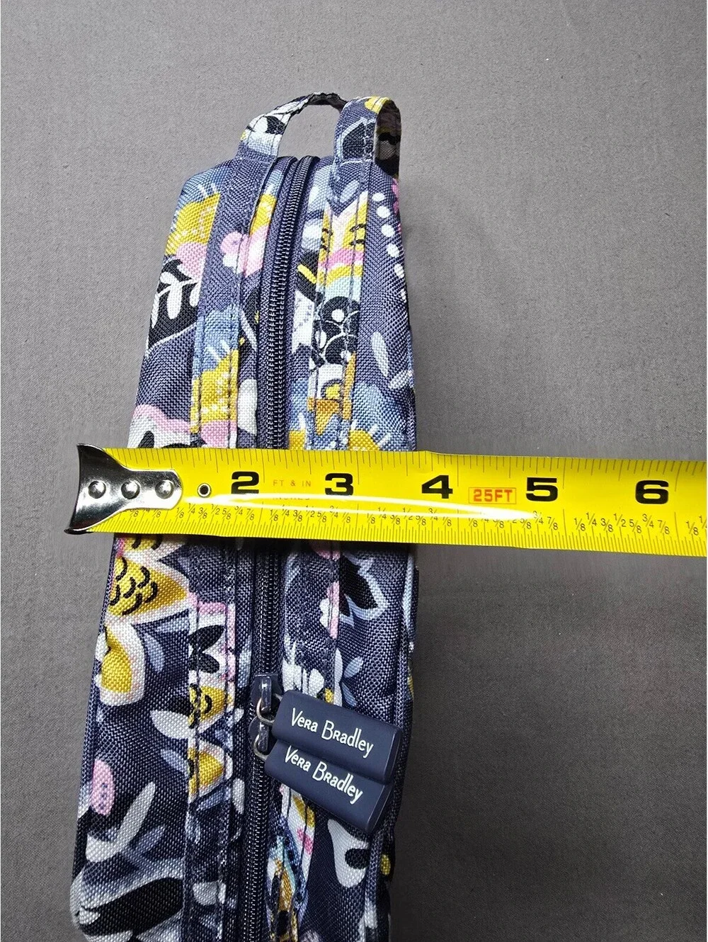 Vera Bradley Floral Insulated Lunch Bag Navy Pink Yellow Double Zip Handle
